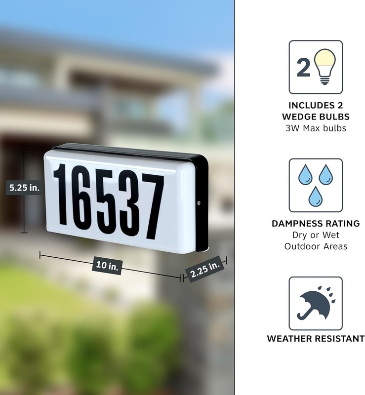 Customizable 10 Inch Lighted House Number Sign - Clear Backlit Address Display gallery