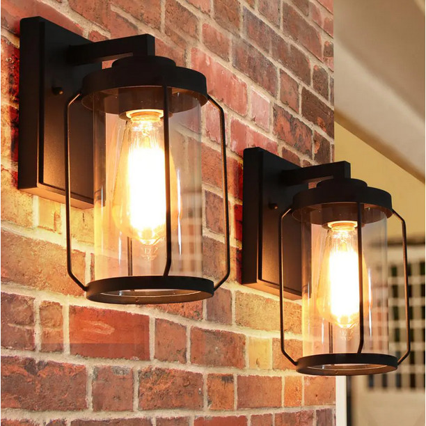 Spera 1-Light Minimalist Modern Outdoor Black Wall Lantern Sconce (2-Pack) gallery
