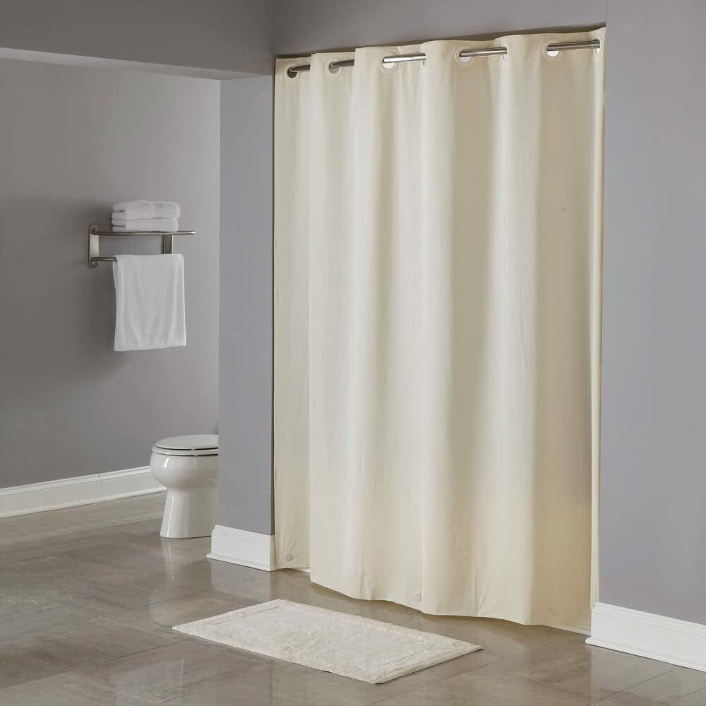 Hookless Pin Dot 71 X 74 Vinyl Shower Curtain HBH04PDT05 Beige (NEW) gallery