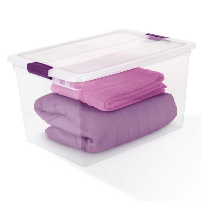 Sterilite 66 Quart Clear Plastic Latching Handle Storage Container Tote, 6 Pack gallery