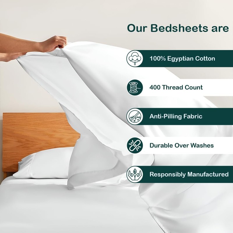 Adjustable Split King Sheet Set for Sleep Number Beds, Premium 100% Long Stap... gallery