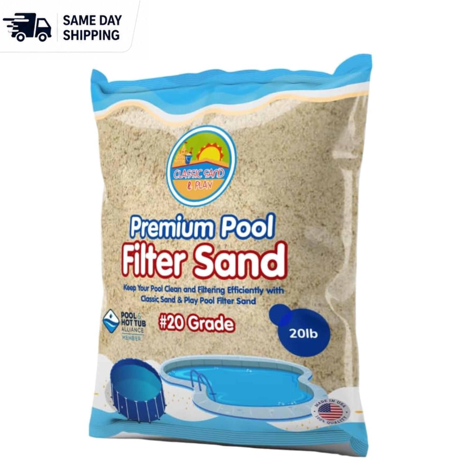 Pre-Washed Filter Sand for Residential & Commercial Pools - 20 lbs gallery