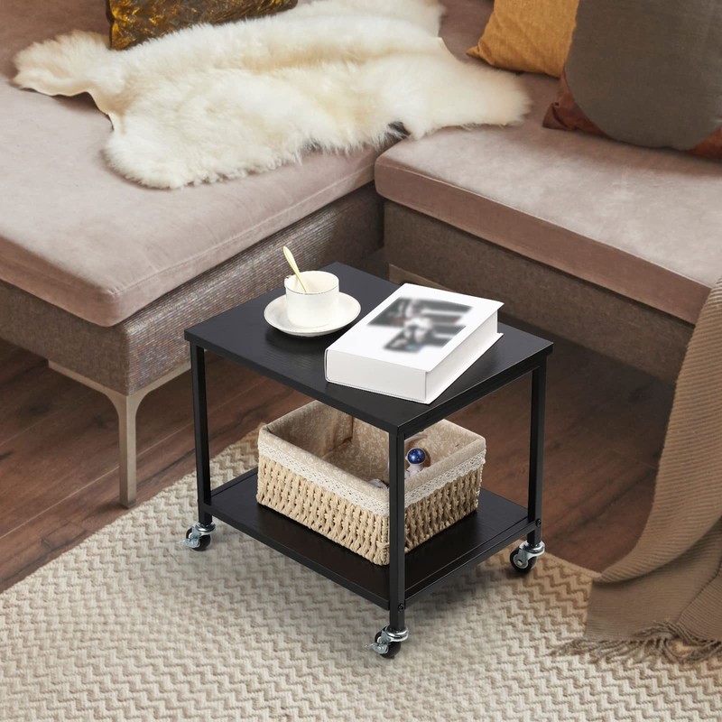 Black 2Tier Rolling Printer Stand Under Desk Mobile Table Scanner Fax Rack gallery