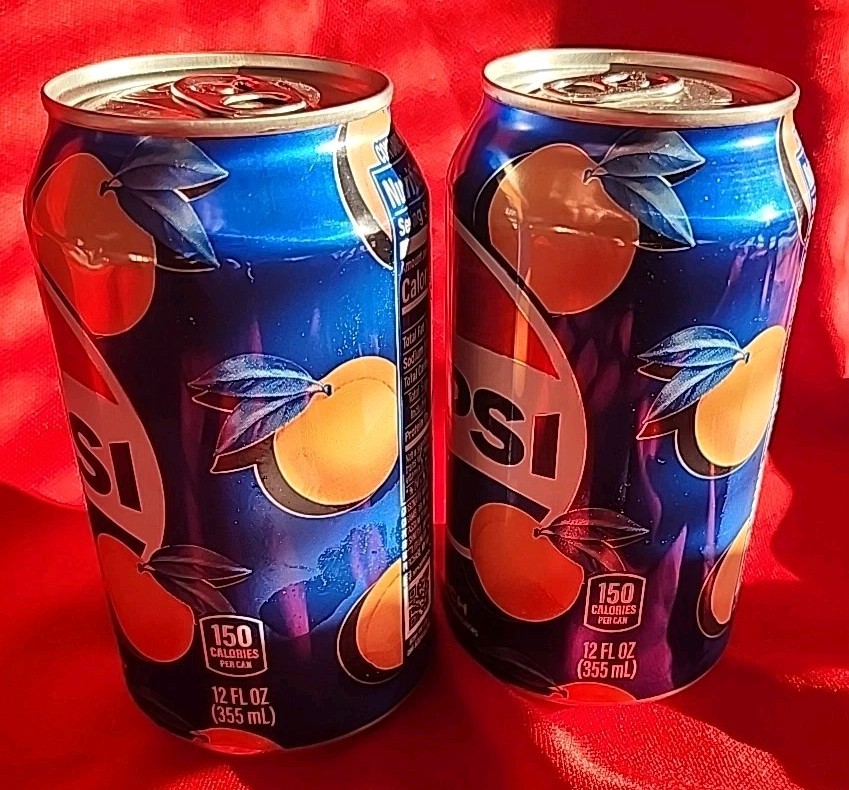 2 Pepsi Peach SEALED FULL 12oz Cans - Limited Edition 2024 DISCONTINUED gallery