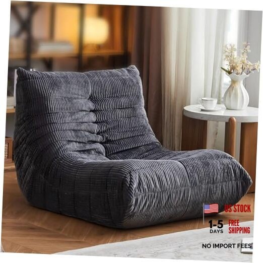 Large Bean Bag Chairs for Adults, Memory Foam Lounge Chair, Soft Corduroy Grey gallery