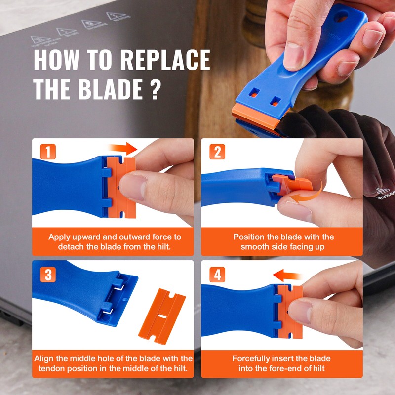 VEVOR Plastic Razor Blade Scraper 2PCS Scraper Tool 120PCS POM Plastic Blades gallery