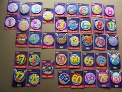 Birthday Badges. Multiple Ages. Multiple sizes. Select one badge.