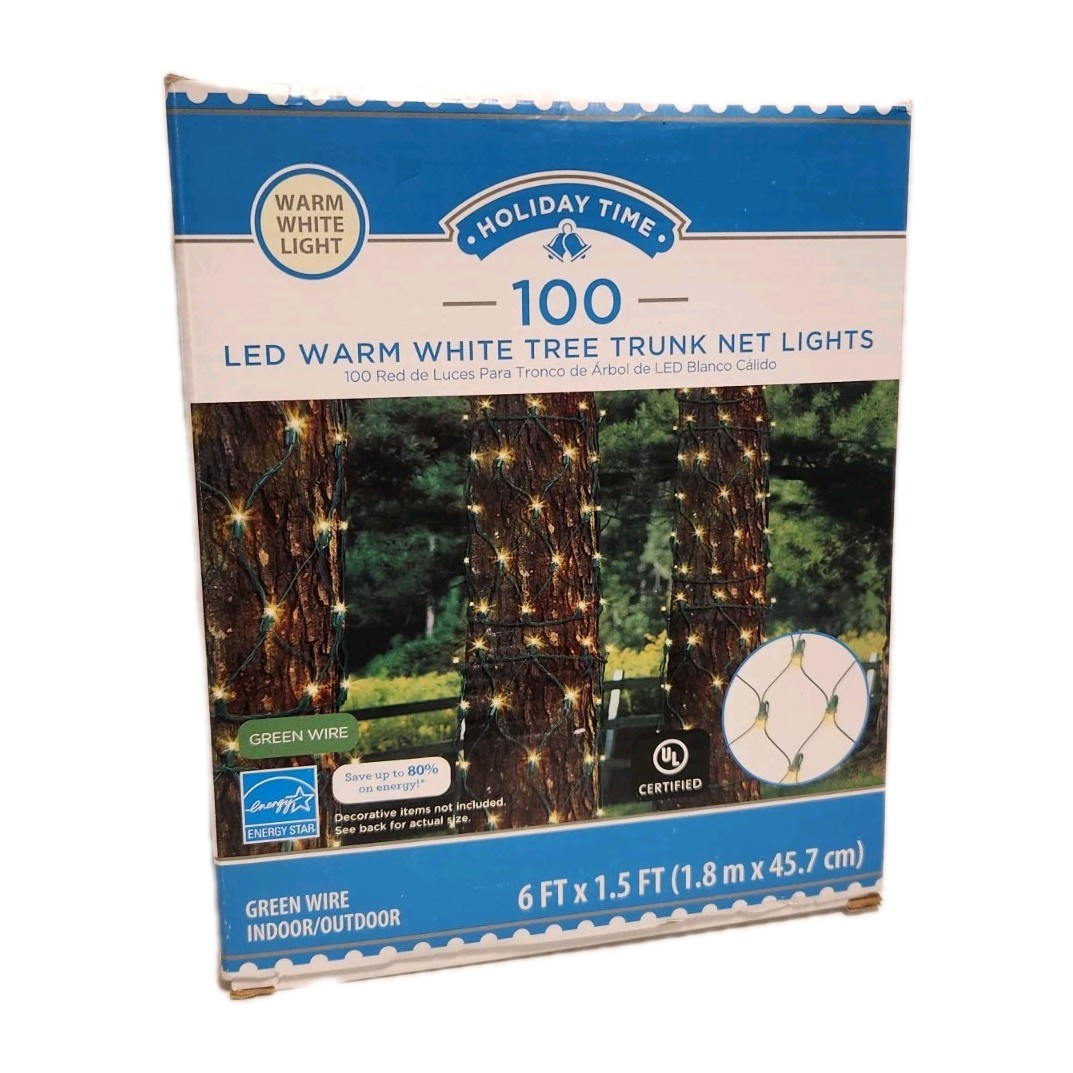 Holiday Time 100 Count LED Warm White Tree Trunk Net Lights 6 x 1.5 Feet gallery