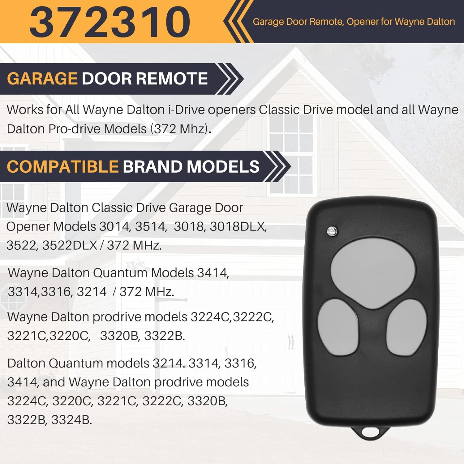 Garage Door Opener Remote for Wayne Dalton 372310 3973C 300643 309884 black gallery