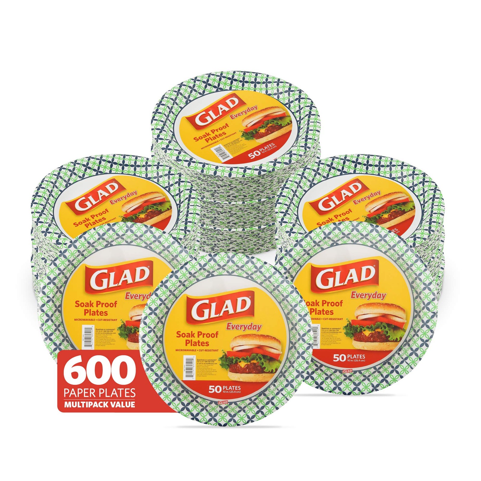 Glad Round Disposable Paper Plates Happy Daisies Pattern - Strong Sturdy Soak gallery