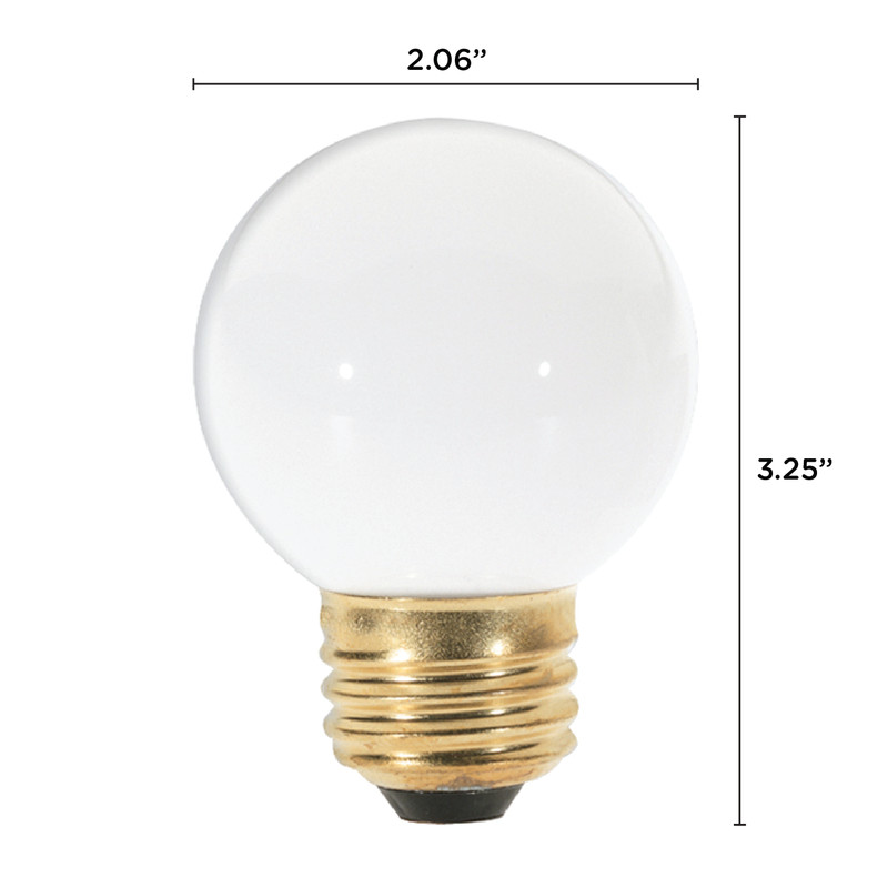 Satco S3841 Globe Gloss White Light Bulb 120V 25W G16.5 Medium E26 Dimmable gallery