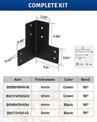 8pcs Workbench Corner Brackets Kit for DIY Workbench Project 4mm/5mm green/black