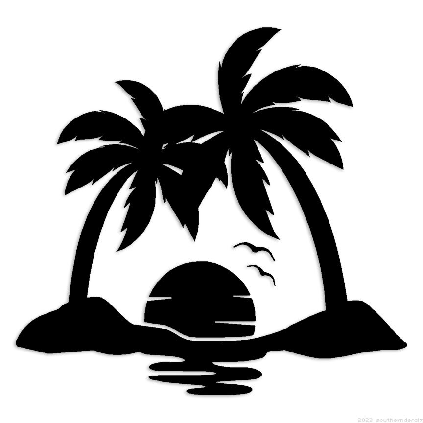 Palm Trees Sunset - Decal Sticker - Multiple Colors & Sizes - ebn6438 gallery