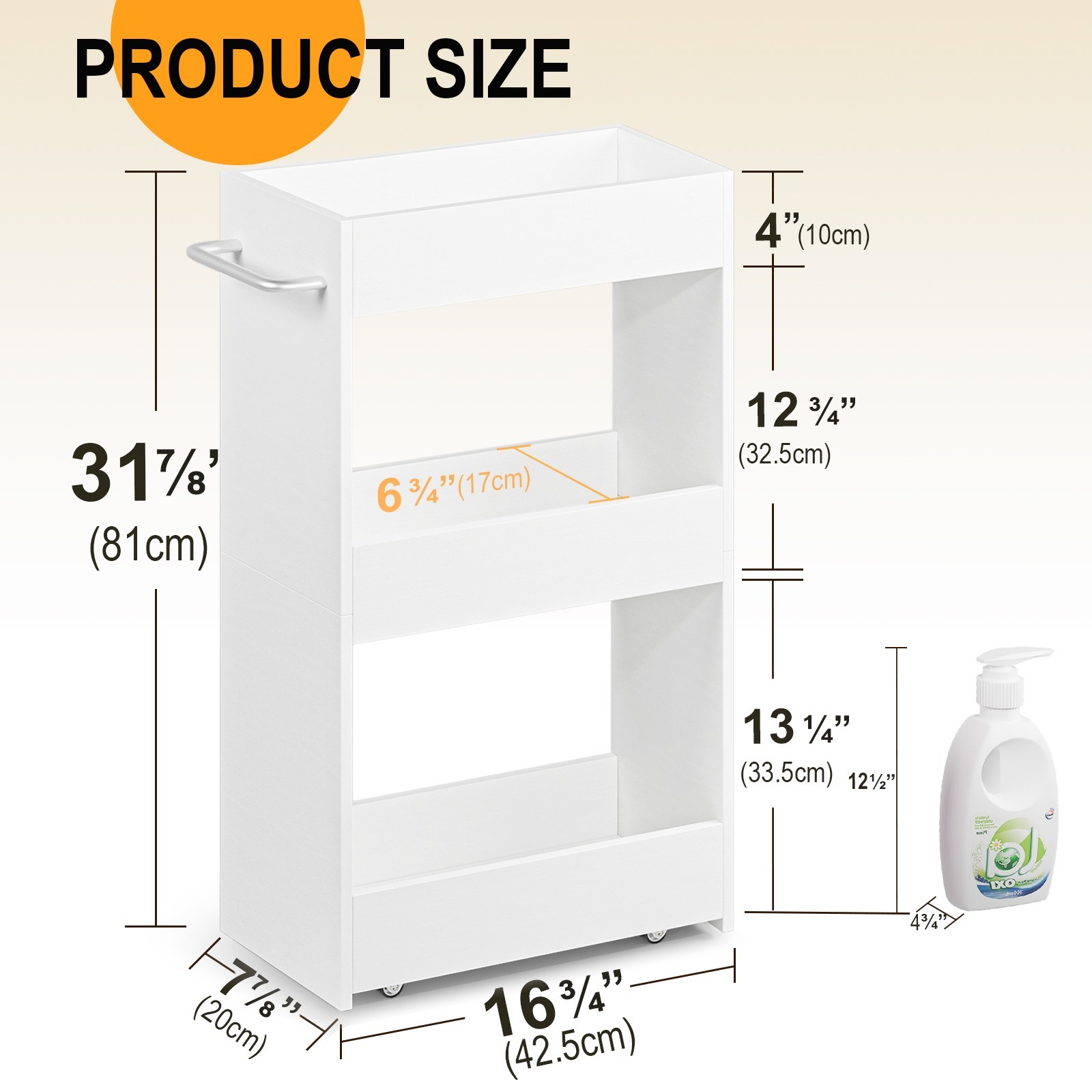 3 Tier Slim Utility Kitchen Cart on Wheels Laundry Room Bathroom Organizer gallery