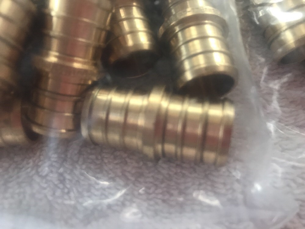 50 - 3/4" PEX Brass Crimp On Coupling Fittings FAST FREE SHIPPING LEAD-FREE gallery