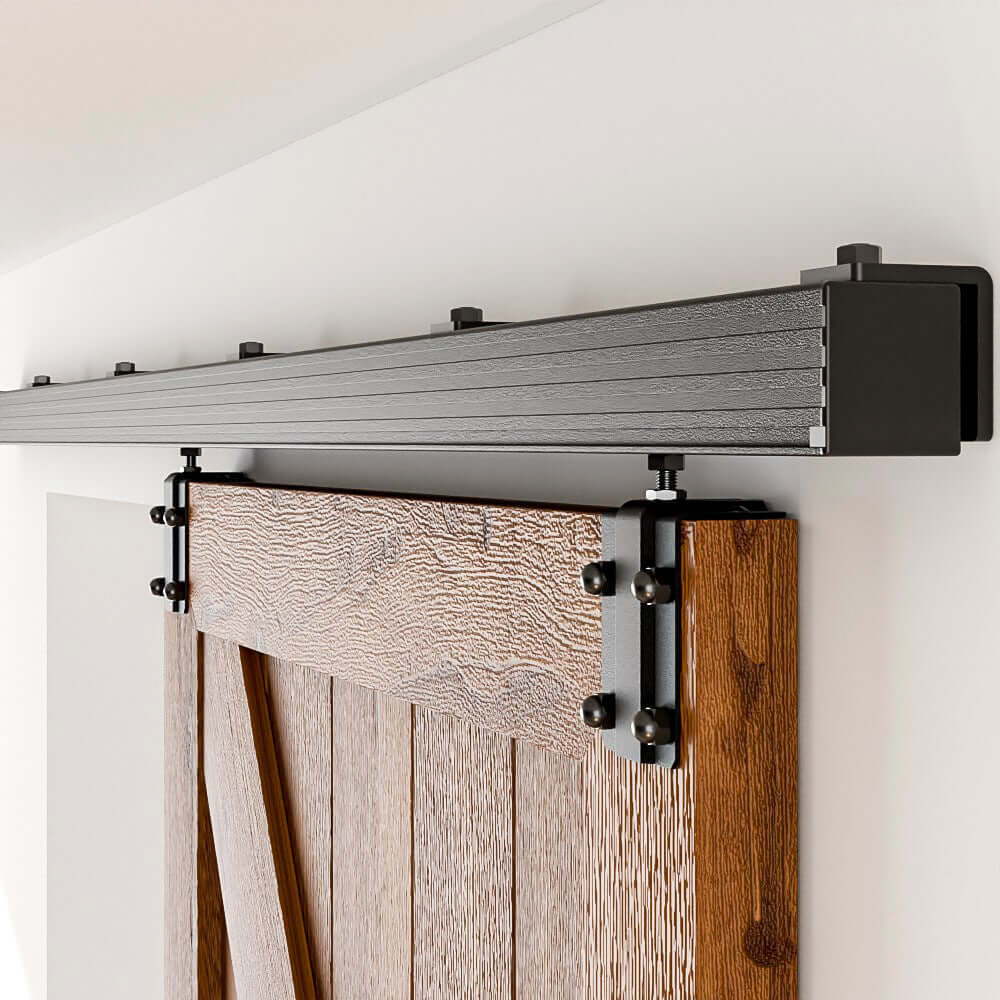 6/6.6/8FT Box Rail Hardware Heavy Duty Sliding Barn Door Track Wall Mount Kit gallery