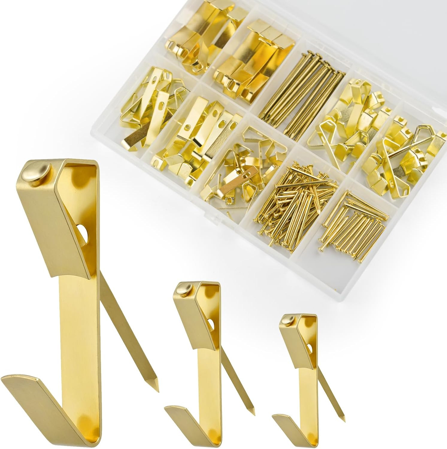 120 Pcs Picture Hanging Kit, Picture Hangers 10Lb, 30Lb, 50Lb Hooks with Nails, gallery