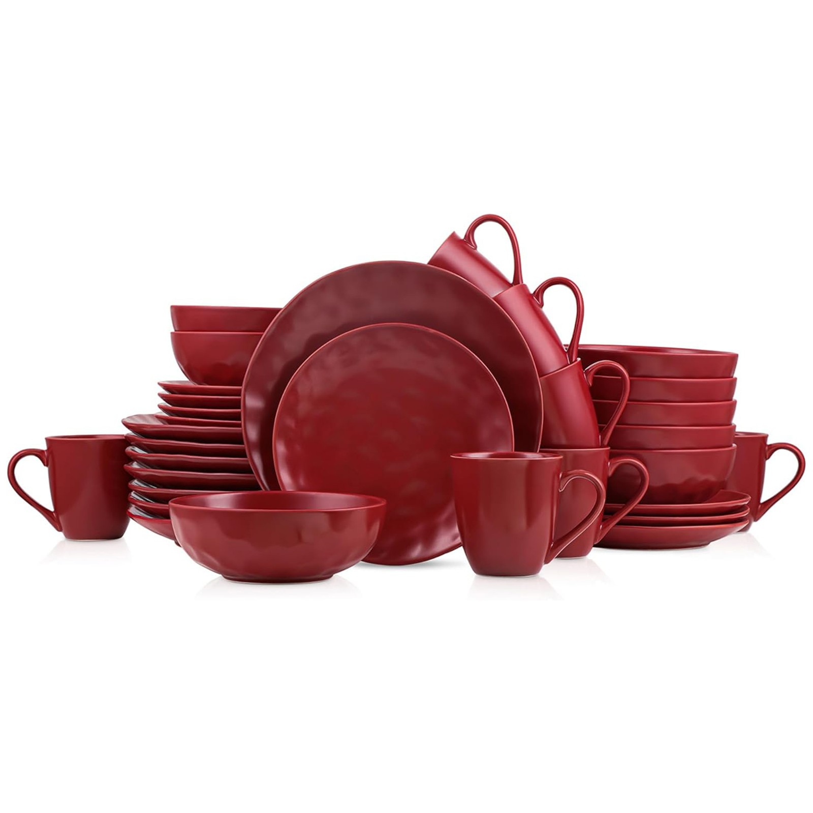 Stone Lain Sam Porcelain 16 Piece Dinnerware Set, Dish Set w/Service for 4, Red gallery
