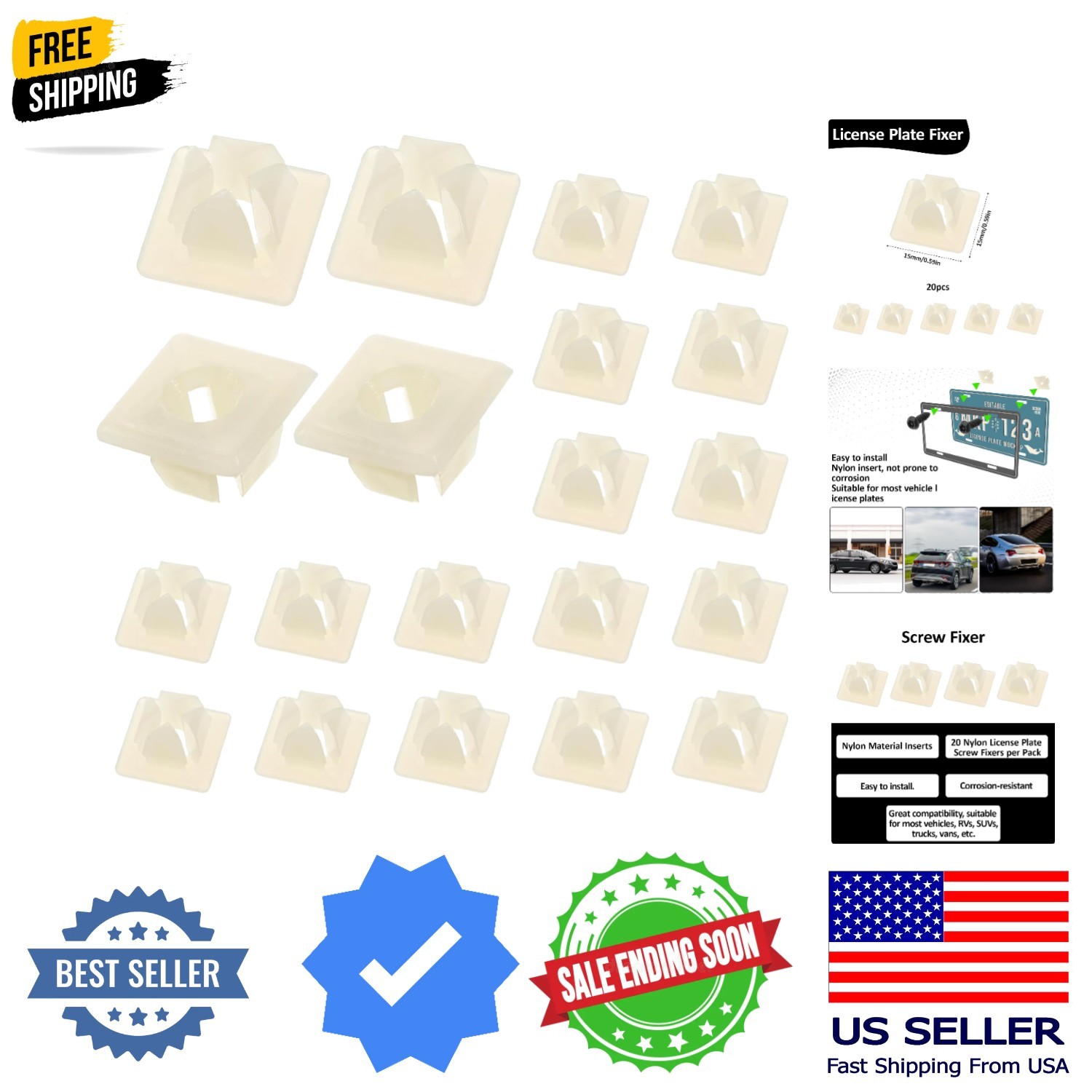 20 PCS License Plate Screw Inserts Plastic Nut Screw Retainers for License Plate gallery