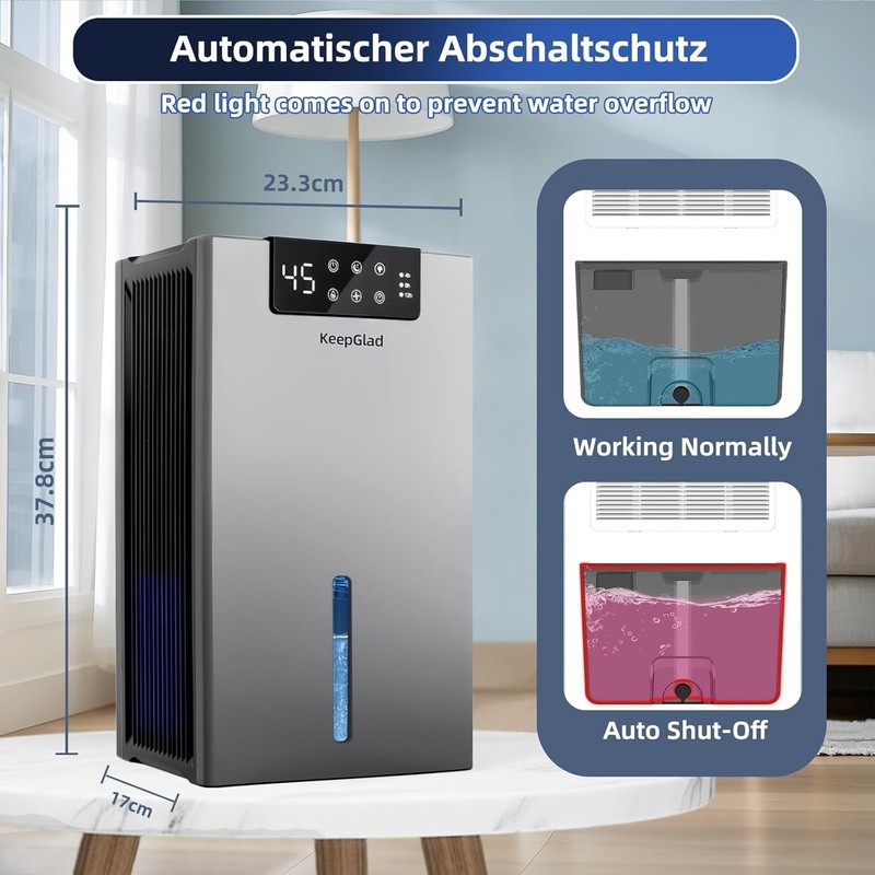 KeepGlad Dehumidifier 98OZ Dehumidifiers for Home 1000sq.ft Humidity Display gallery