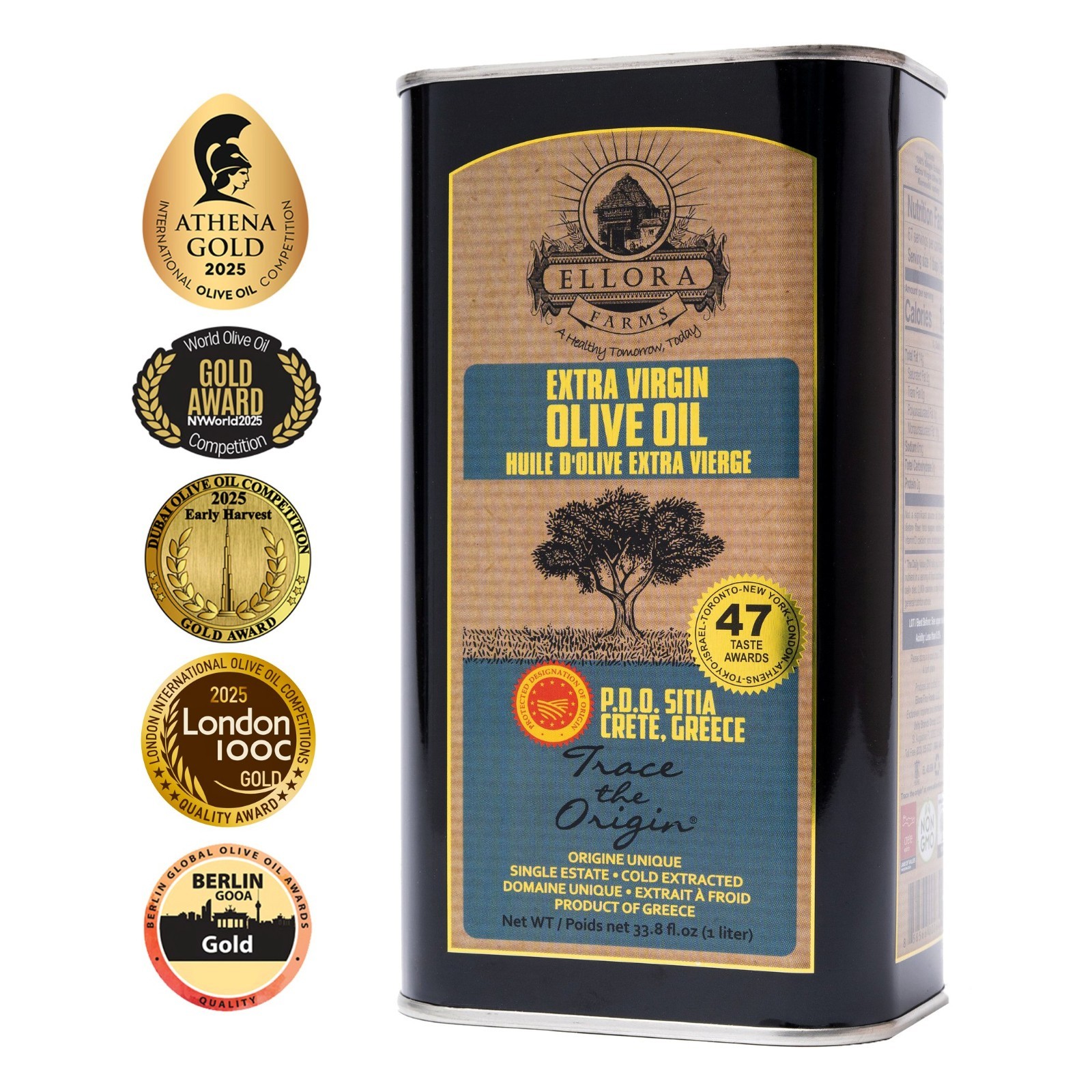 Single Estate SITIA, Greek Extra Virgin Olive Oil, Kosher, Traceable, 34oz (1Lt) gallery