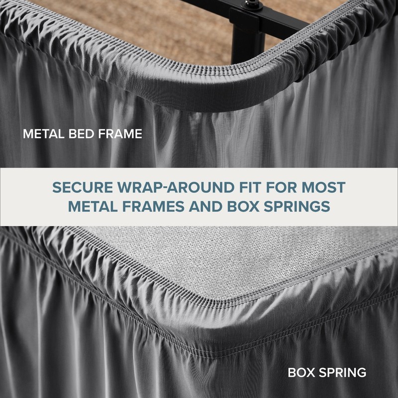 Bare Home Adjustable Wrap Around Ruffled Bed Skirt - 15-inch Tailored Drop gallery