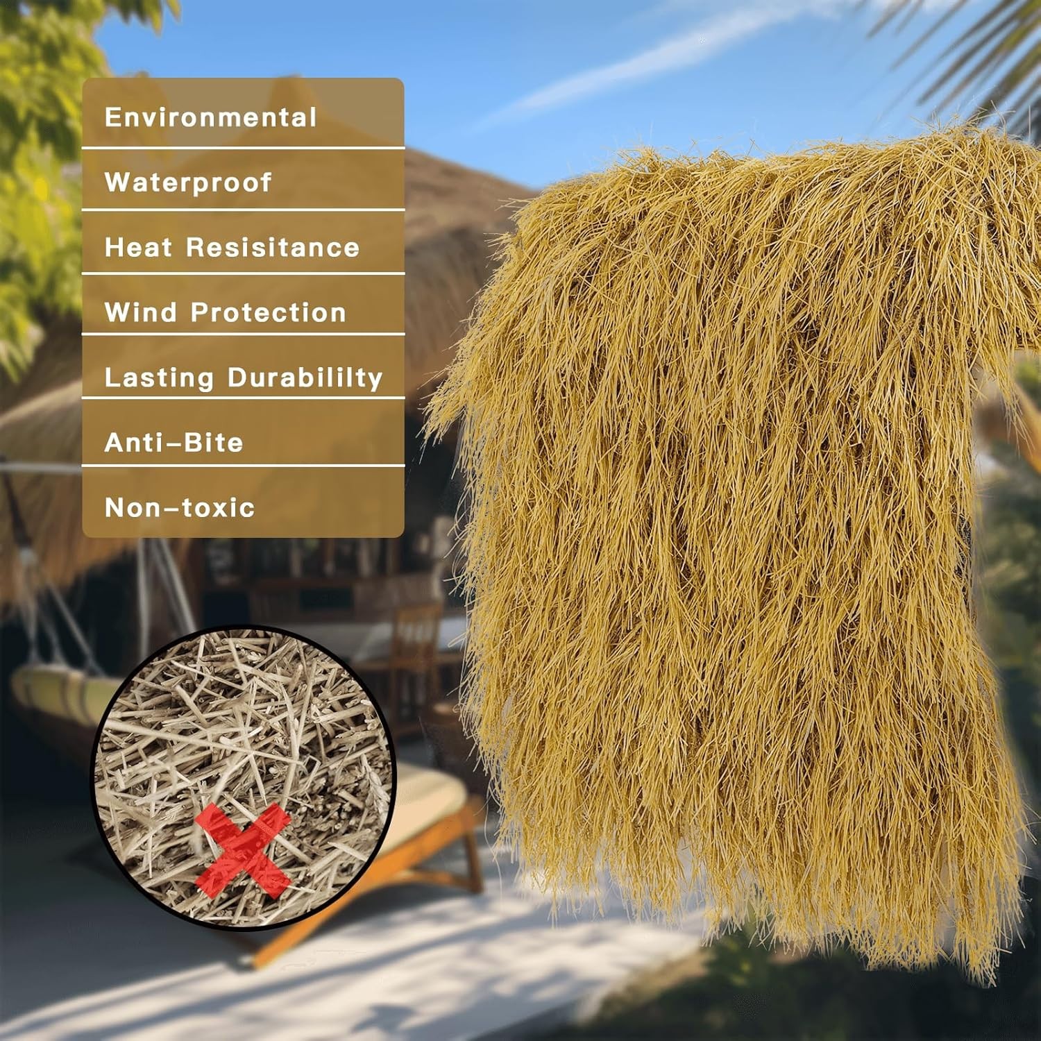 48"x16" Artificial Tiki Thatch Grass Roof Roll for Tiki Bar Decor gallery
