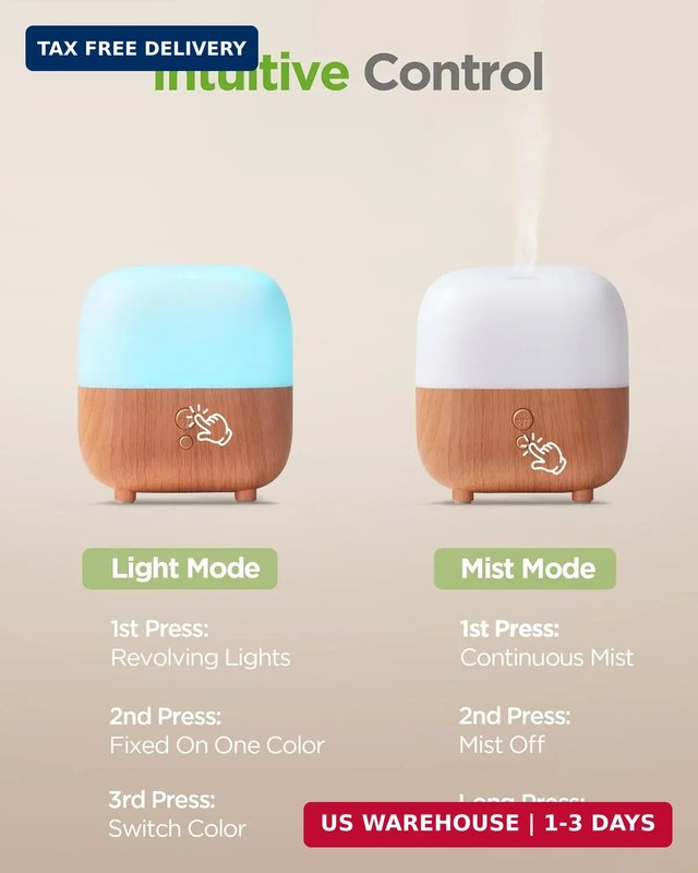 InnoGear 150ml Essential Oil Diffuser, 5-in-1 Diffusers for Home Scent 8 LED Col gallery