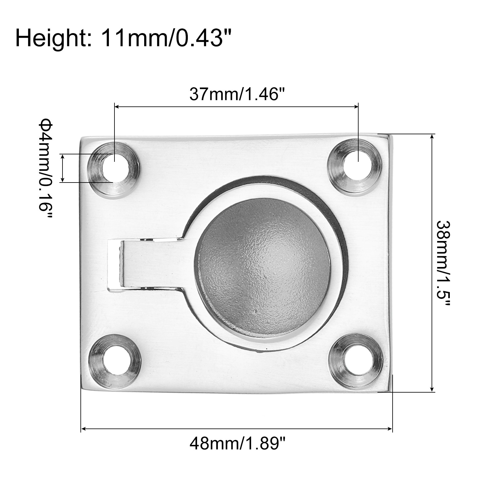 Flush Ring Pull Handle, 2Pcs - 316 Stainless Steel Square Recessed Door Pull gallery