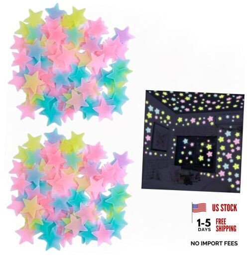 100Pcs Multicolor Glow in The Dark Luminous Stars Fluorescent Noctilucent gallery
