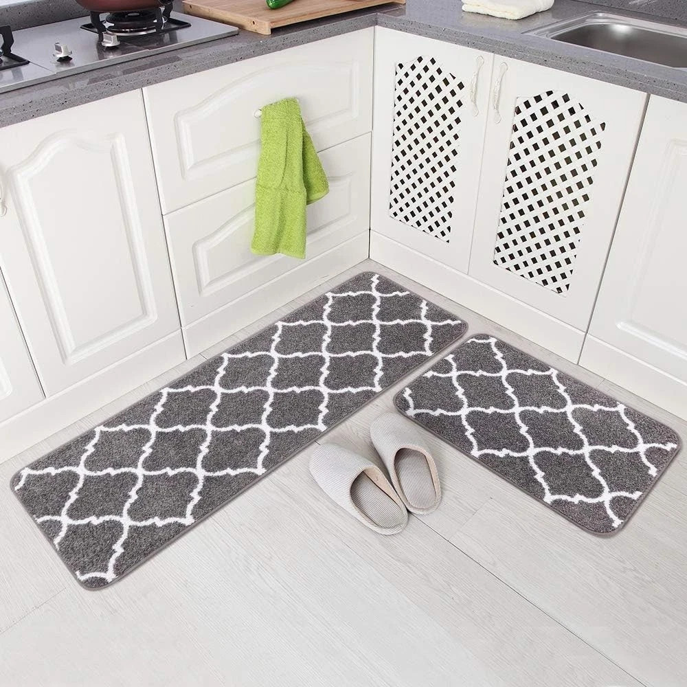 2 Piece Kitchen Rug Set Non-Slip Backing Mat Throw for Doormat Runner Set gallery
