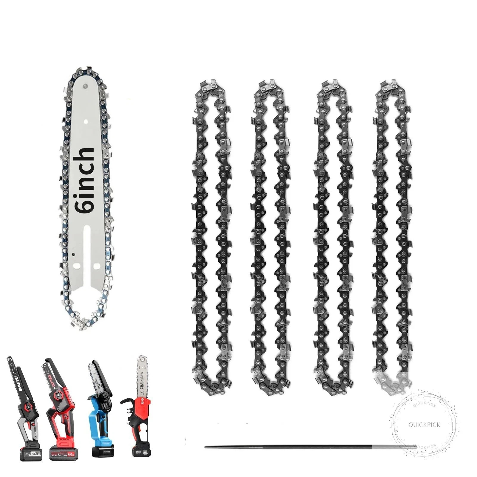6 Inch Chainsaw Chain Blade and Guide Bar, Replacement Chain Saw Bar and Chains gallery