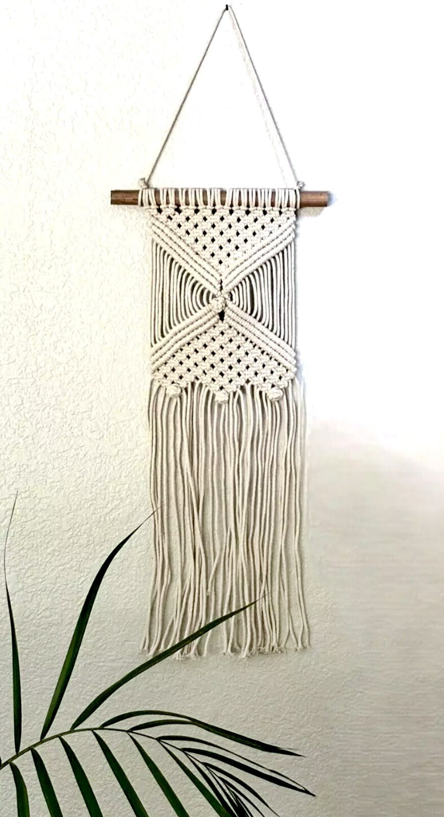 34"L Handcrafted Artisanal Beige Contemporary Macramé Wall Hanging Tapestry New gallery