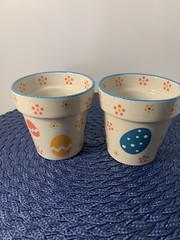 2 Easter Egg 4” Flower Pots Planters