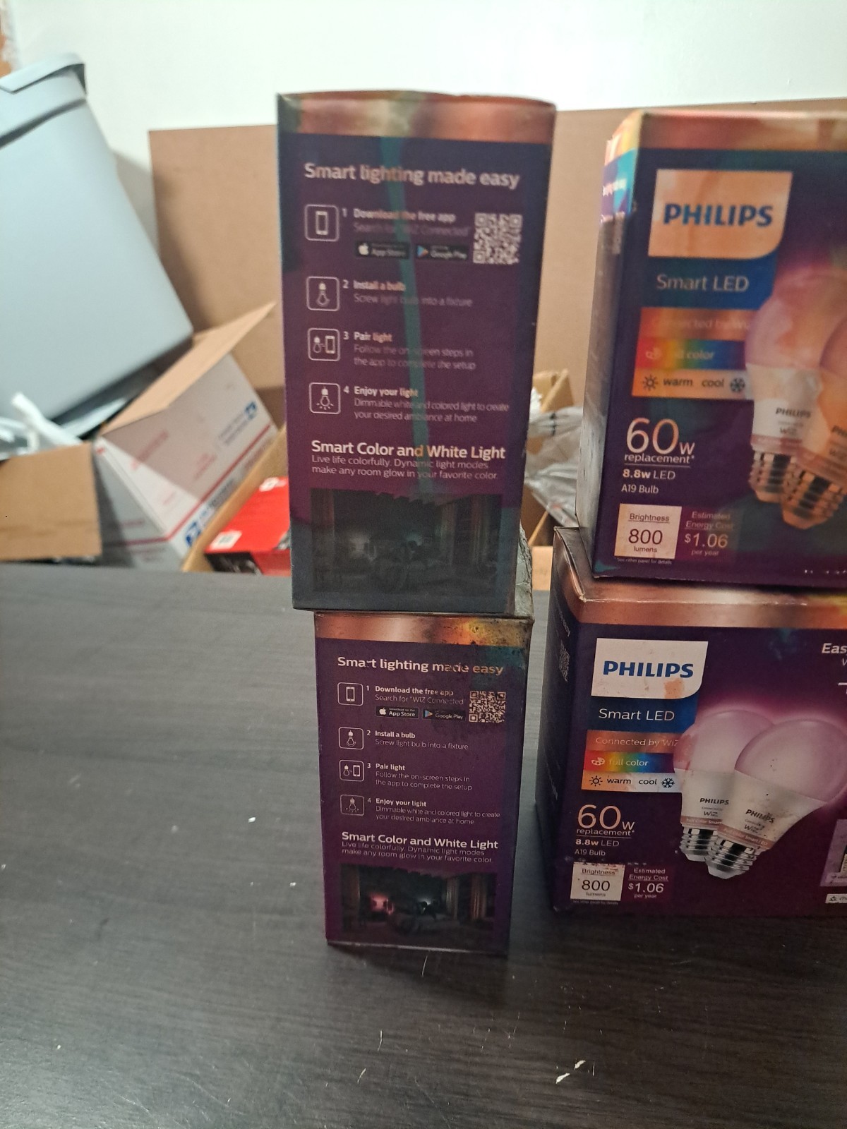 Philips Wiz LED Wi-Fi Smart Bulb Full Color 8.8W A19 800 Lm (LOT OF 4 PACK*READ* gallery