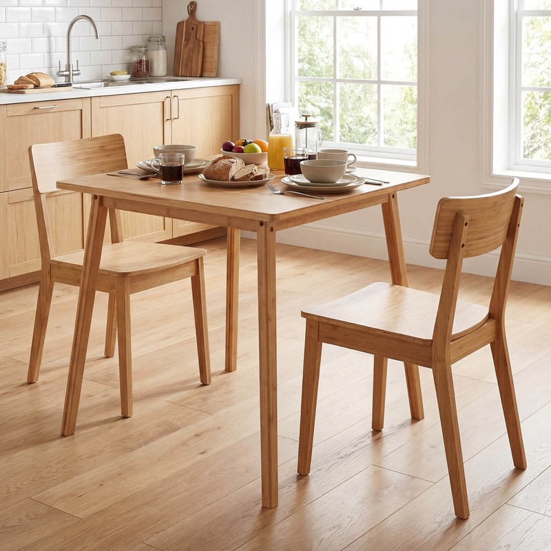 27.5” Square Bamboo Dining Table for 2-4 People, Dinner Table for Dining Room gallery