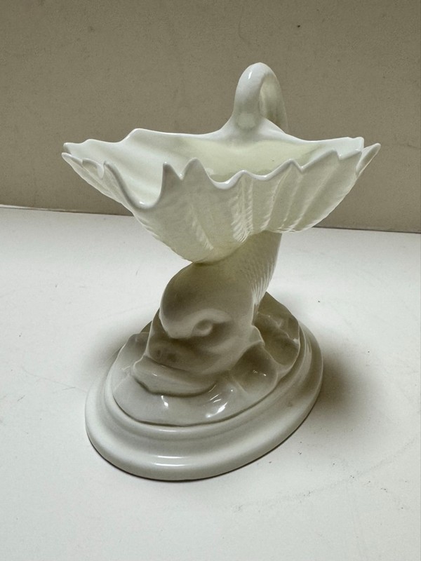 Royal Worcester White Bone China Dolphin Hollywood Regency Soap, salt or Trinket gallery