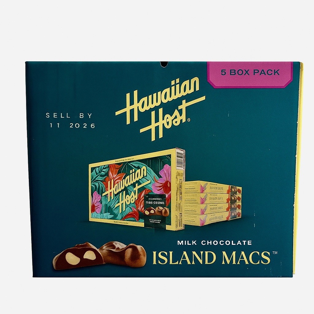 FIVE (5) Boxes Hawaiian Host Island Macs Chocolate Covered Macadamia Nuts Aloha gallery