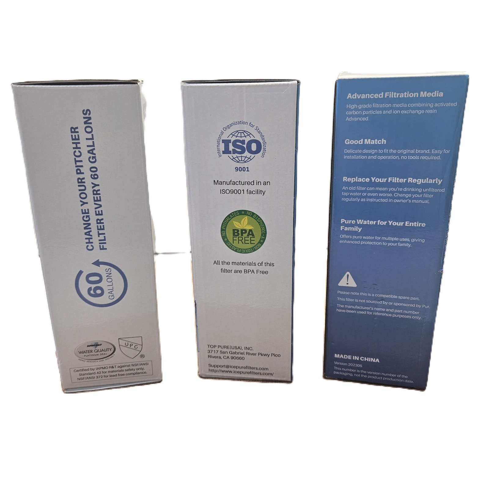 ICEPURE PPF001 Water Filter 3 Pack Fits Brita Pitcher Replacement NEW Sealed gallery