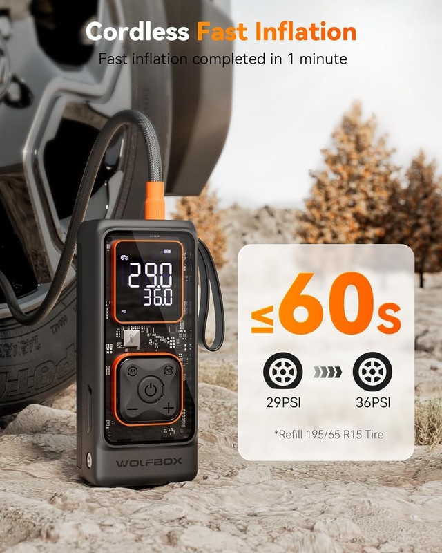 WOLFBOX Tire Inflator Air Compressor 150 PSI Portable Air Pump for Car Tires gallery