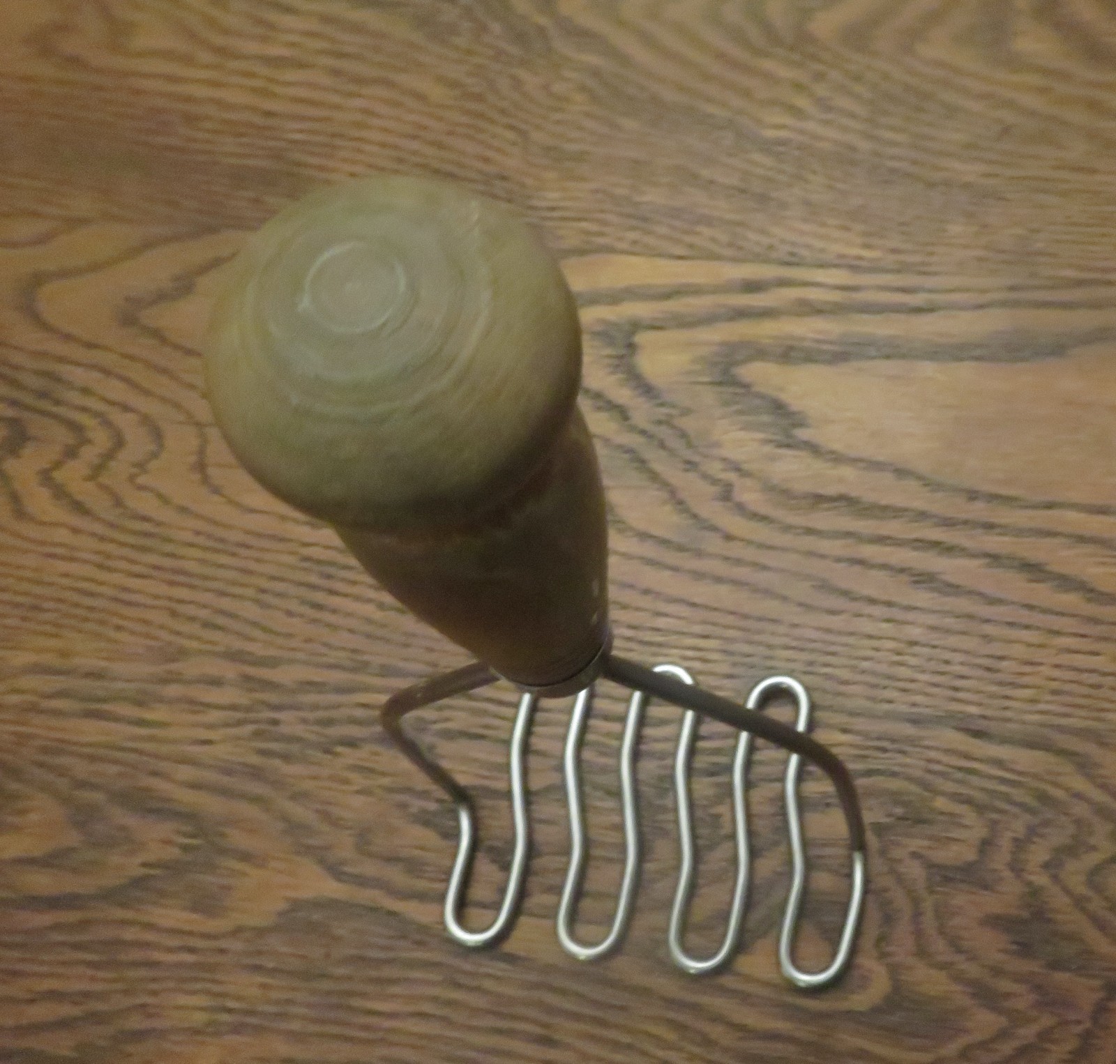 Retro Primitive Potato Canning Masher Smasher Wooden Handle Heavy Sturdy Metal gallery