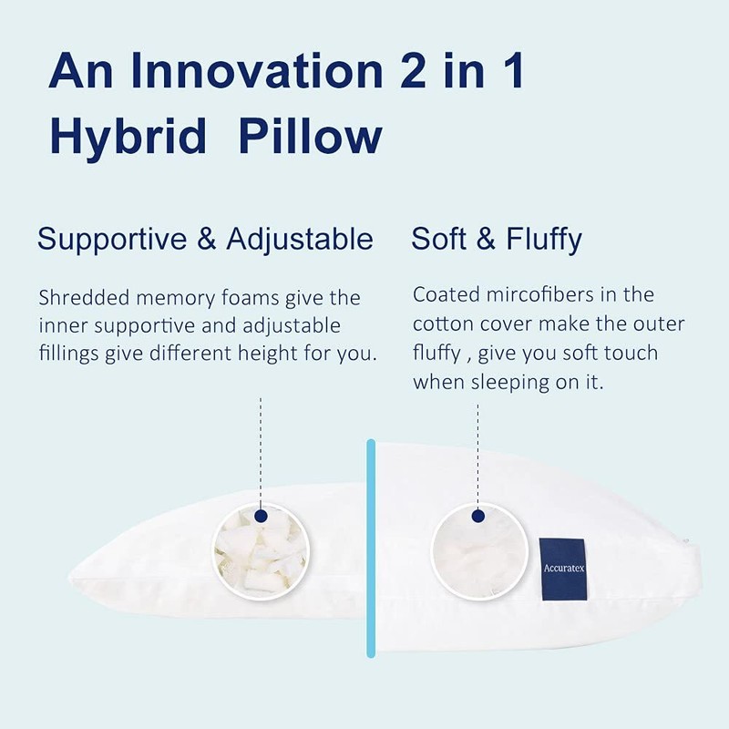 2-Pack King Size Memory Foam Pillows Adjustable Loft Cotton Cover Firm Support gallery