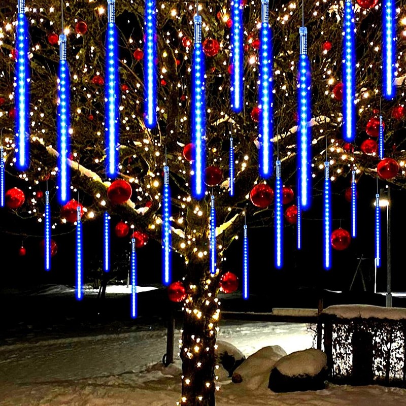 Meteor Shower Falling Star Rain Drop Icicle 8 Tube 384 LED New Year Tree Light gallery