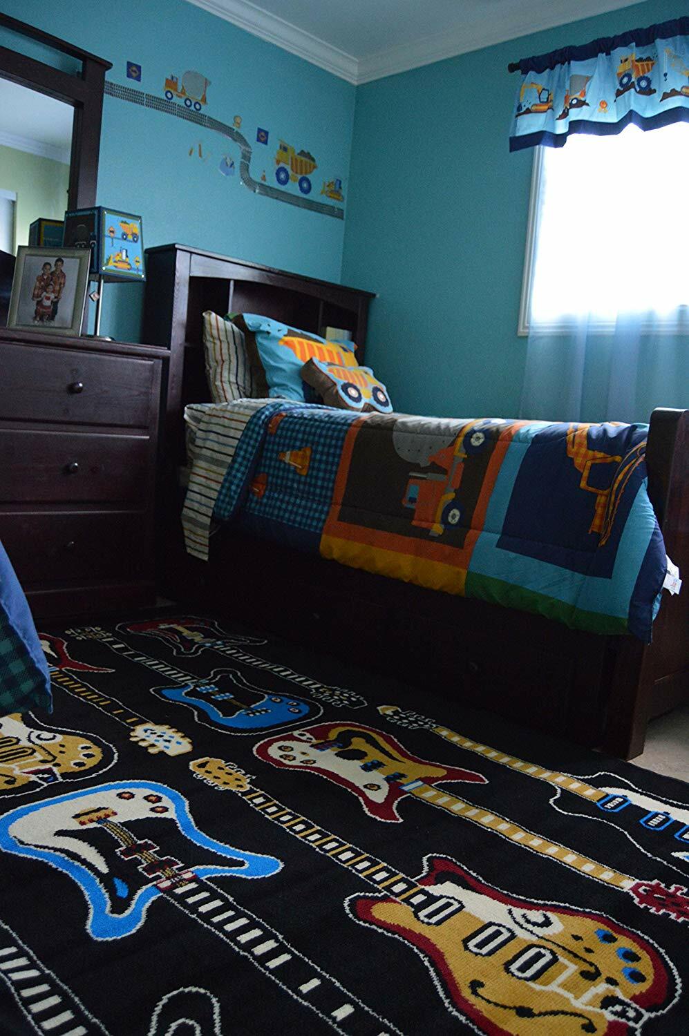 Kids Children Bedroom Fun Musical Theme Rugs Contemporary Carpet Guitar 5' x 7' gallery