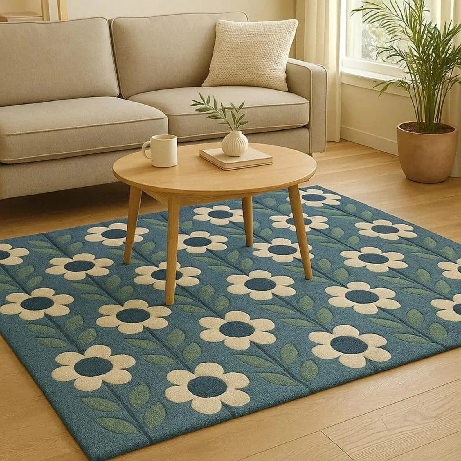 Hand-Tufted Area Carpet with Scalloped Edges – Whimsical Garden-Inspired Area gallery