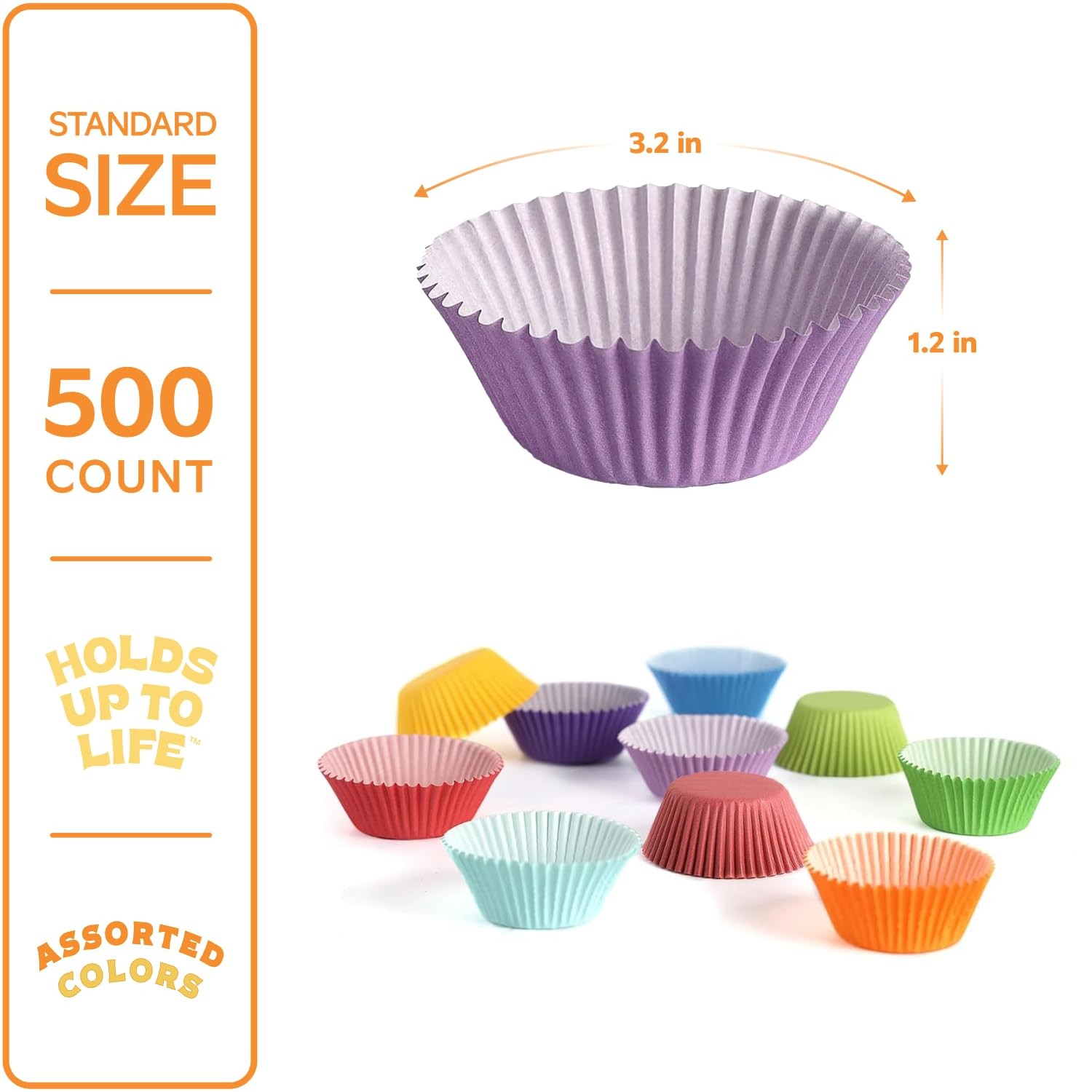 [500 Count] Standard Colorful Cupcake Liners, Muffin Liners for Baking, Food ... gallery