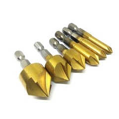 6Pcs Countersink Tool Bit Set 1/4” Hex Shank Counter Sink For Steel Metal Wood