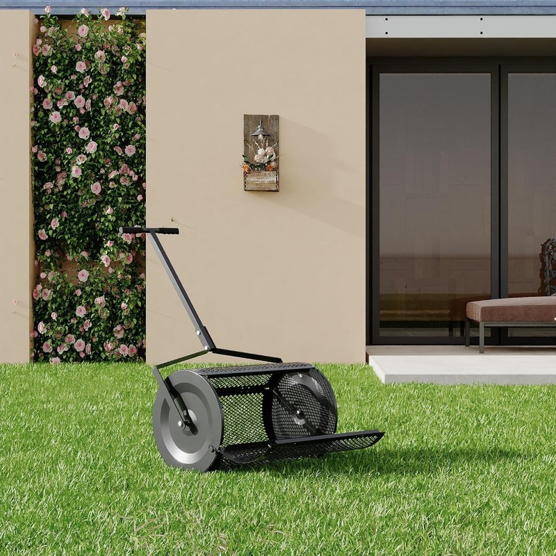 Compost Spreader Peat Moss Spreader 24" Wide Sphagnum Roller for Topsoil gallery