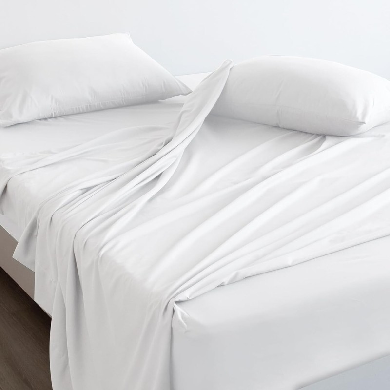 Super Soft RV Short Queen Sheet Set for RV Camper 4 Piece Bed Sheet Set White gallery