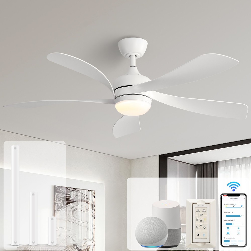 52in Smart Reversible Ceiling Fan with Light and Remote APP Control Ceiling Fans
